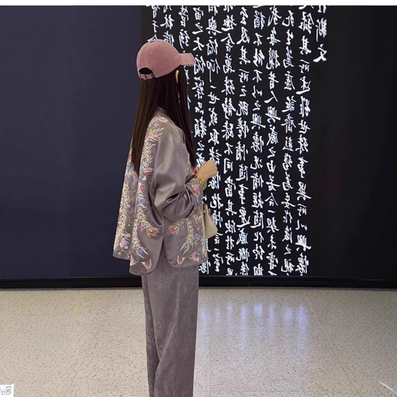 新款轻奢高级感时尚穿搭新中式国风女装刺绣上衣裤子两件套装大码|undefined