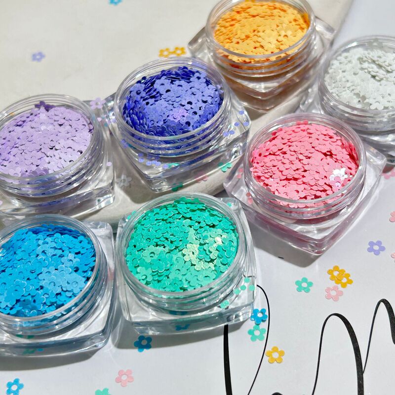 Macaron Matte Solvent-Resistant Flowers Colorful Plum Blossom Cut Out Small Flower Nail Art Jewelry Sequins DIY Material Accessories