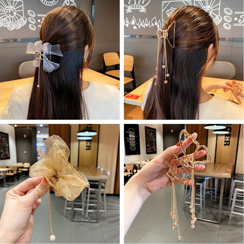 Korean tassel hair clip pearl pendant sh...