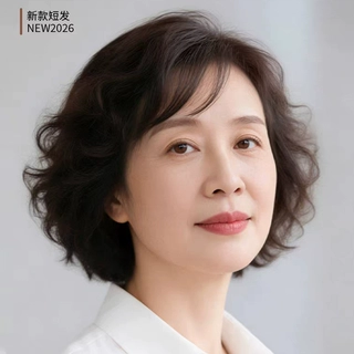 假发中老年女士全头套真发烫发自然透气轻薄款遮白发隐形假发跨境