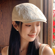 美式复古前进帽大头围显脸小法式贝雷帽子女款2026新款春夏画家帽