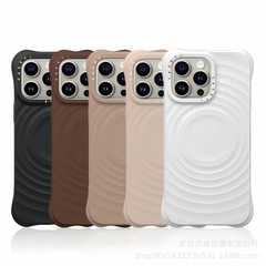マグセーフ磁気波吸収液体シリカゲル適用iPhone16携帯ケース純色リンゴ15pro保護カバー