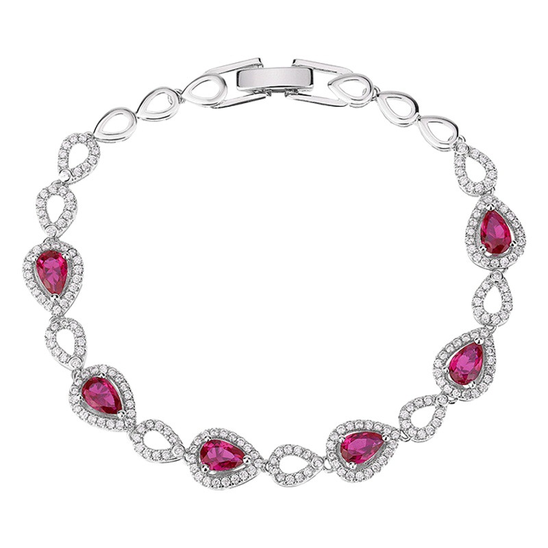 Otoño e invierno nuevo estilo Zhuang Sheng joyería europea y americana retro corindón artificial luz lujo completo diamante pulsera retro piedra principal 4*6