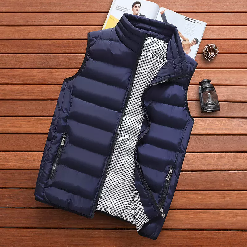 马甲男秋冬季立领外套羽绒服男宽松短款学生加厚背心韩版坎肩