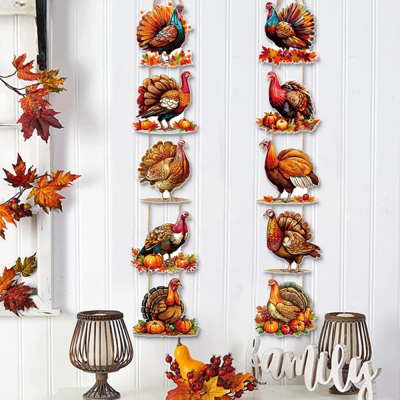 Nuevo estilo europeo y americano fiesta de Acción de Gracias decoración de puerta colgante pancarta otoño cumpleaños decoración de fondo de puerta de pavo colgante pancarta