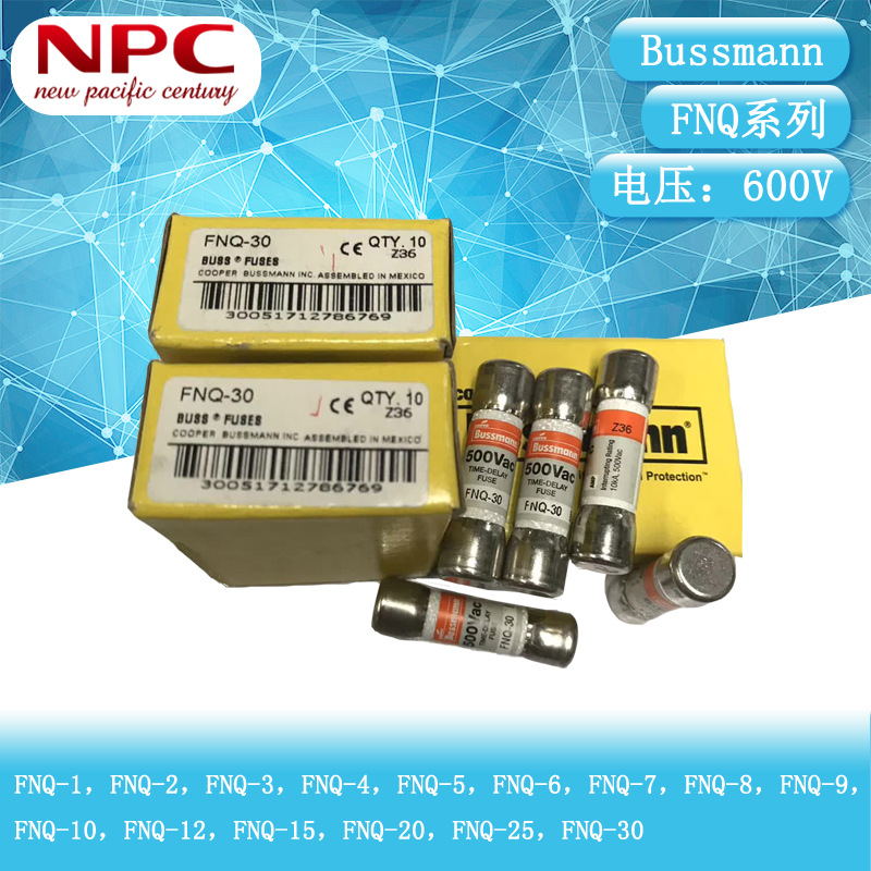 BUSSMANN延时熔断器 FNQ-3/16 0.1875A 500V 10*38 陶瓷保险丝