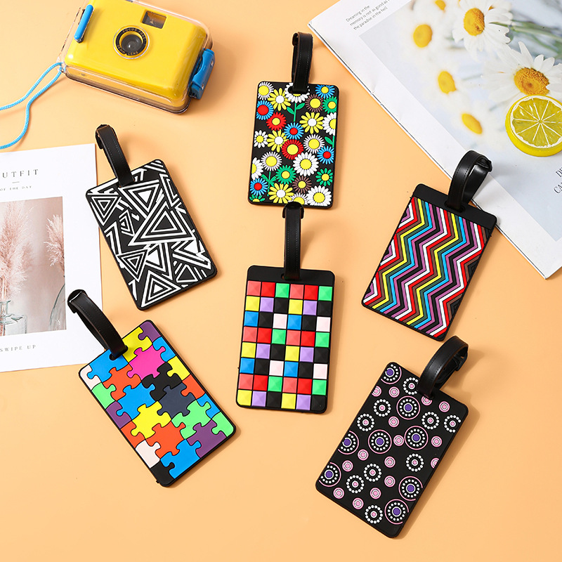 Soft PVC Luggage Tags – Colorful Striped Pattern Suitcase ID Tags For Travel (Set Of 1, Assorted Designs)_voghion.com