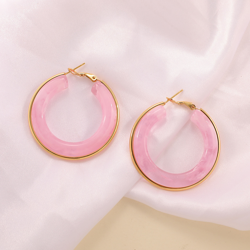 Europa y los Estados Unidos exagerado color gradiente retro ins estilo C aretes de resina aretes de aretes de acero inoxidable aretes al por mayor