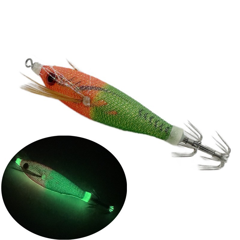 6g/8cm envuelto paño horizontal Camarón calamar gancho Luya cebo Camarón falso Camarón madera simulación luminosa cebo importado de Japón gancho