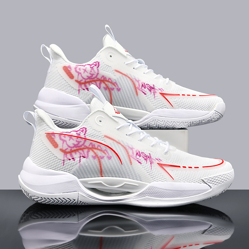 Zapatillas de baloncesto de tendencia luminosa transpirables de malla ultraligera de la marea nacional
