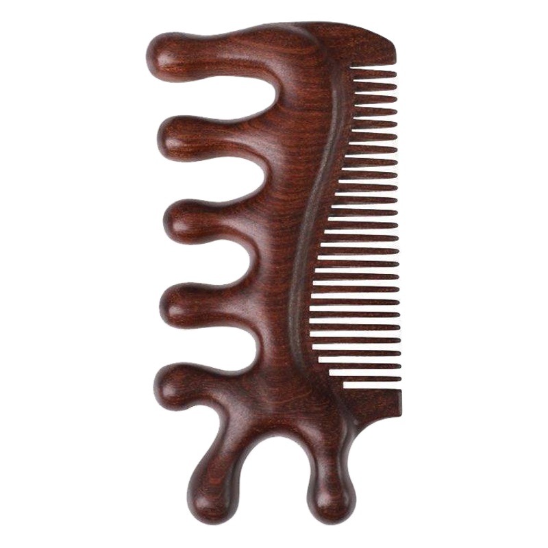 Sándalo masaje peine multifuncional meridiano peine cabeza cuello peine raspado ojo fatiga calmante hogar hombres y mujeres