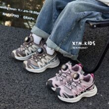 旋转扣童鞋二棉运动鞋2025年冬季新款韩版时尚百搭男女童加绒跑鞋