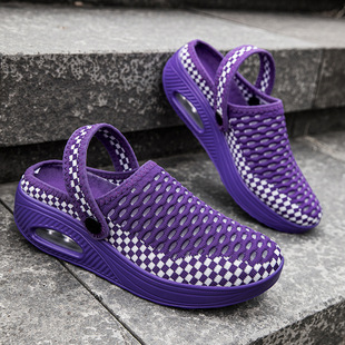 2025 Cross-Border Large Size Mesh Women's Shoes Spring and Summer Daily Shoes One-Leg Half-Drag Breathable Lightweight Air-Cushion Women's Shoes