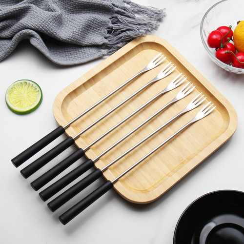 Solid wood handle fruit fork set hot pot fork cheese cheese fork barbecue needle fork dessert fork gadget