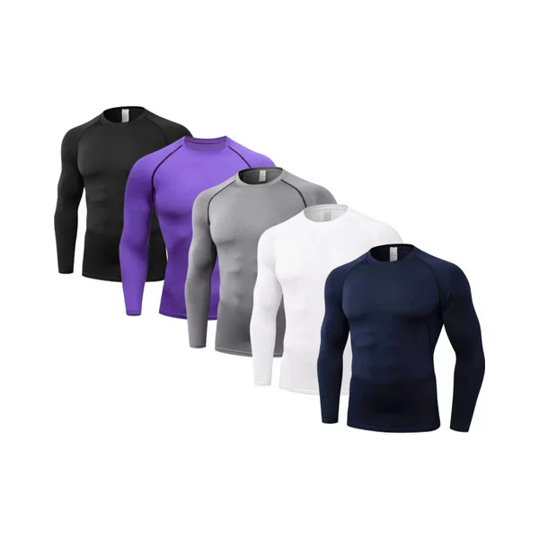 Cross-Border Outdoor Men's Quick-Drying Sports Breathable Round-Neck Tight-Fitting Long-Sleeved Lightweight Fitness Shaping Top T-Shirt