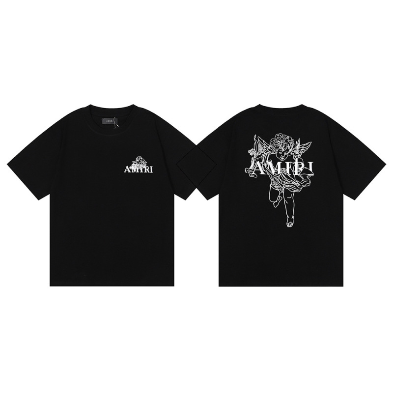 国境を越えた卸売り美潮AMIRI T-Shirt薔薇頭蓋頭プリント双糸純綿半袖tシャツ男女|undefined