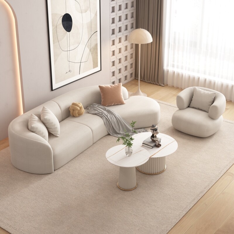 Factory direct sale hotel lobby sofa, office rest area, suitable for various living room sizes, curved design, washable cat-scratch resistant fabric, popular online