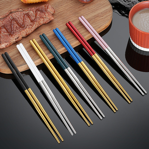 Stainless steel chopsticks, Portuguese anti-slip and heat-resistant household public chopsticks, office outdoor student travel trending chopsticks