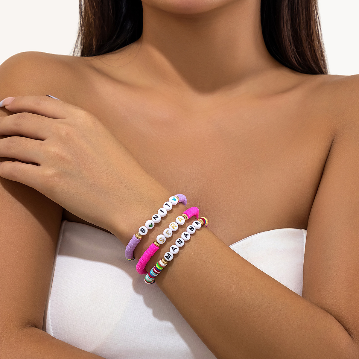 Einfacher Stil Brief Weichen Lehm Frau Armbänder display picture 11