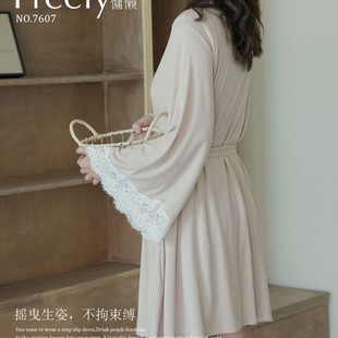 7607 French Lace Gentle Bridal Dressing Gown Nightgown Nightgown Comfortable Breathable Soft Nightgown New Lace Sweet