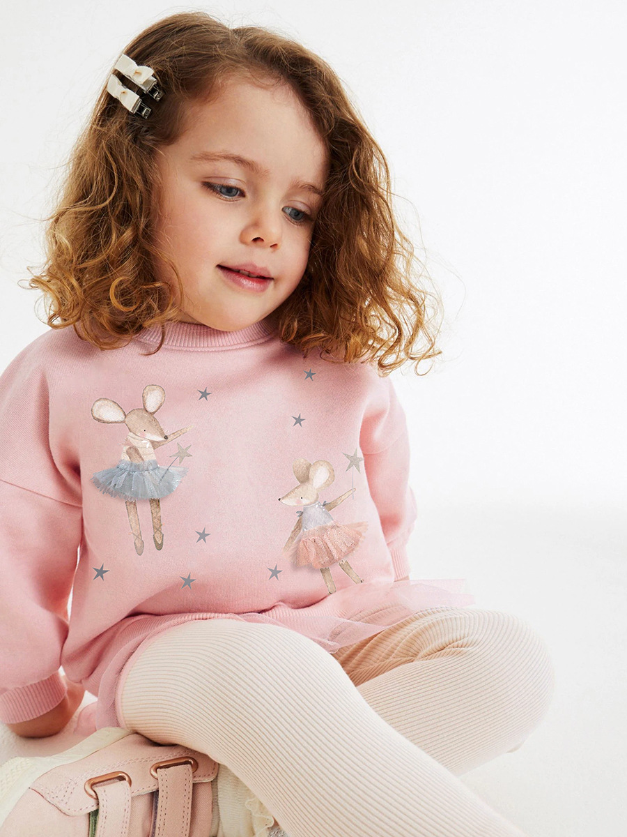 Little Maven personalizado otoño manga larga niñas traje de malla europea y americana traje de niños de dibujos animados traje de niñas