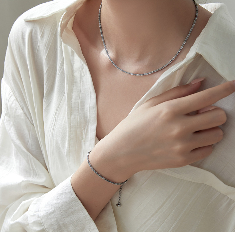 6g Weight Jewelry Set Classification Necklace + Jewelry Quantity Casual Occasion Titanium Steel Material Solid Color Pattern Women's Gender Plating Design Simple Style Style Wholesale Jewelry Simple Style Solid Color Titanium Steel Plating Jewelry Set 19
