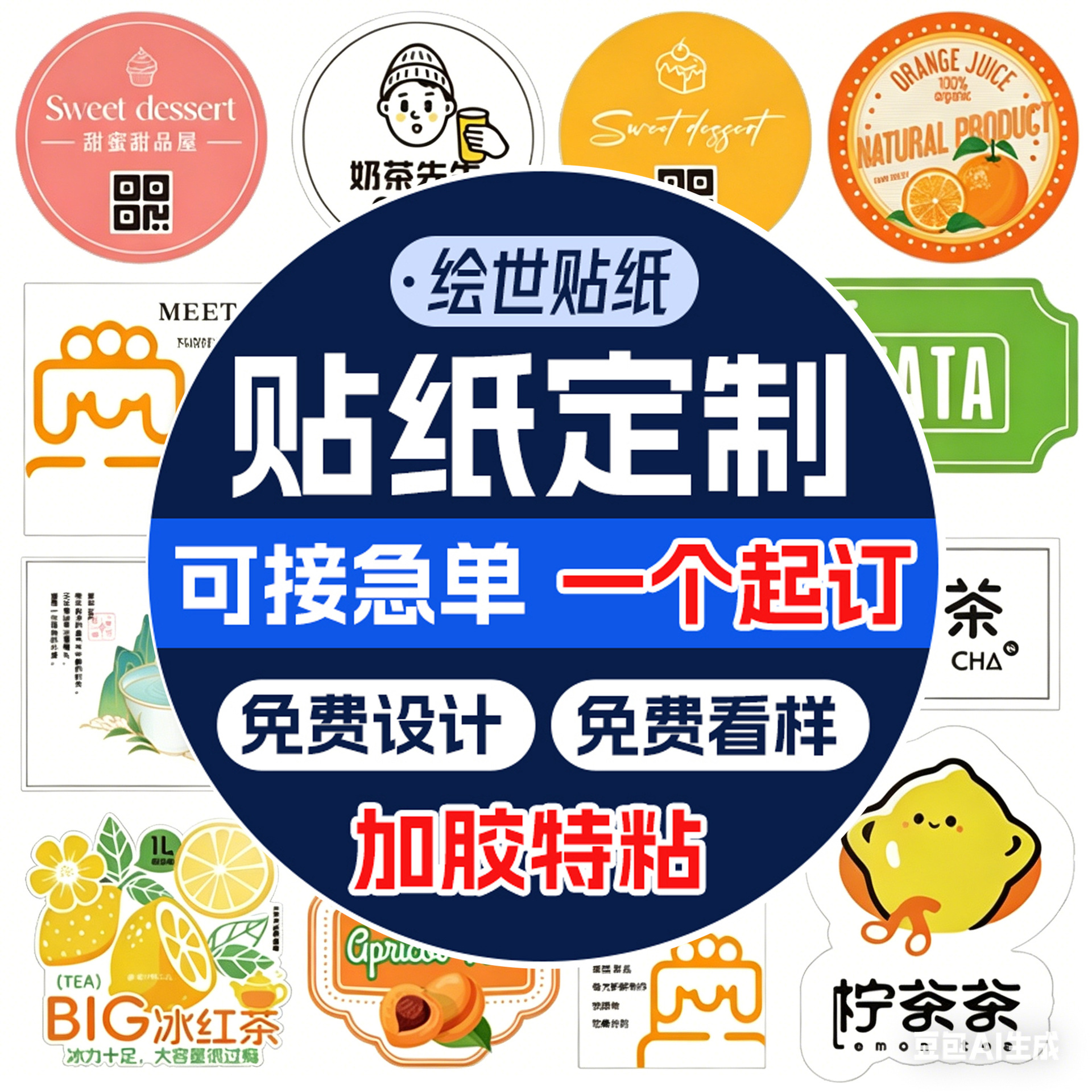 贴纸定制不干胶封口贴纸定做透明防水卷筒贴纸印刷商标圆形二维码