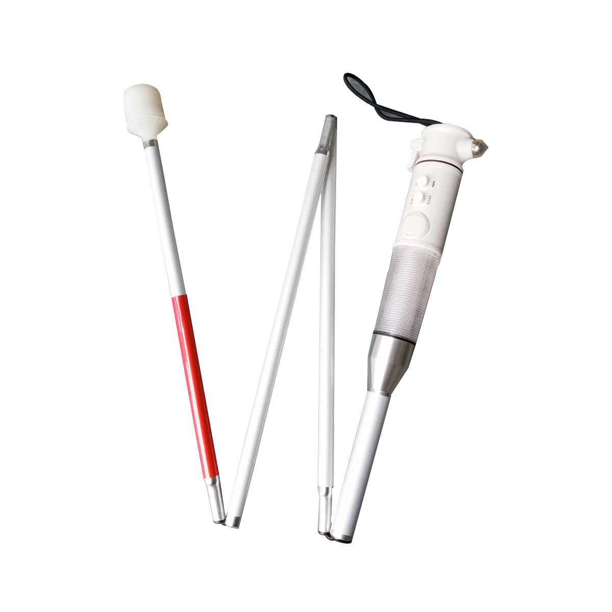 多功能声光旋转头铝合金盲杖折叠发光报警老人盲人手杖可授权