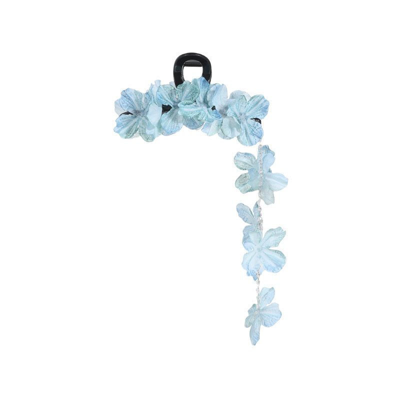 Hortenida azul agarrando clip de cabeza de mujer clip de tiburón floreciente clip de pelo 2025 nuevo tocado de playa