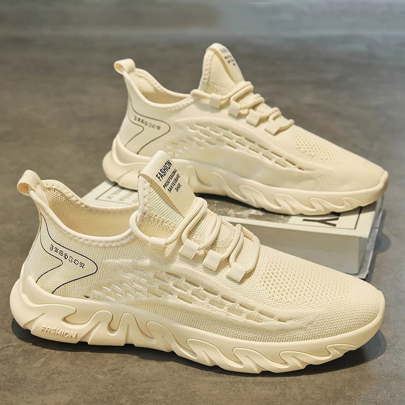 Zapatos de hombre 2025 nuevos zapatos de malla deportiva tejidos voladores de malla verano transpirables y desodorantes zapatos de moda casuales de trabajo de suela suave ligeros