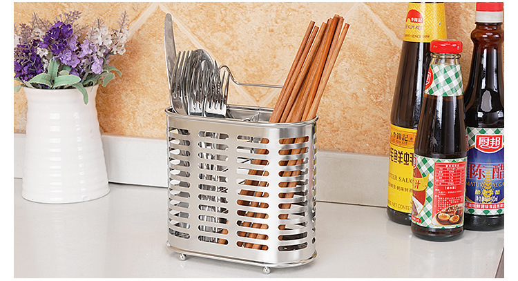 Stainless Steel Chopstick Holder Wall Mounted Draining Utensil Rack for Kitchen Storage specifications