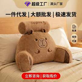 卡皮巴拉仿兔毛多功能腰靠床头软包靠枕办公室腰靠垫床上水豚