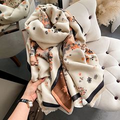2022 autumn and winter new imitation cashmere scarf for women with horse pattern, versatile long fringed shawl, fashionable thickened scarf