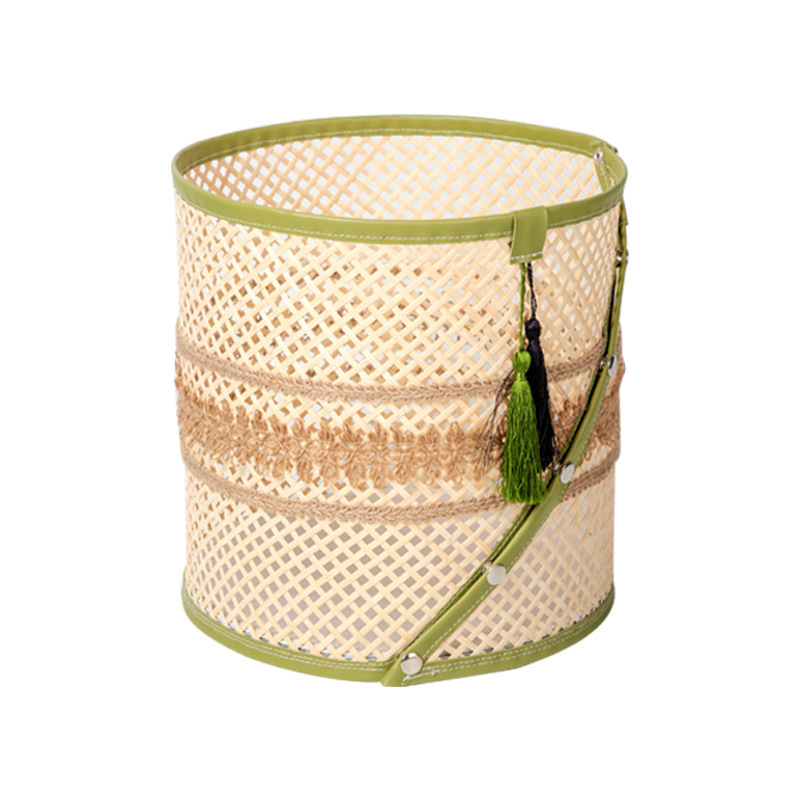 Transfronteriza personalizada tela de caña canasta de ropa sucia decoración del hogar canasta de almacenamiento plegable tela de bambú tejida a mano canasta de almacenamiento