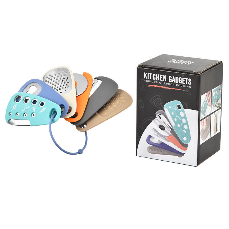 Gadget de cocina multifuncional 6 piezas de melón planador de vainilla cortador de ajo moledor abrelatas de queso planador de cuchillo de pizza set