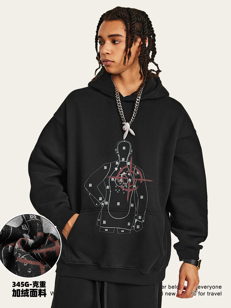 2025 otoño marca de moda europea y americana con camisa de calles hip-hop encapuchada estudiantil suelta sudadera con capuchón para hombre