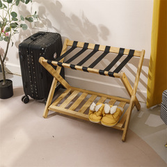Room Floor Standing Luggage Rack Hotel Furniture Bamboo Wood Luggage Stand Hotel Bedroom Luggage Folding Home Slippers Rack