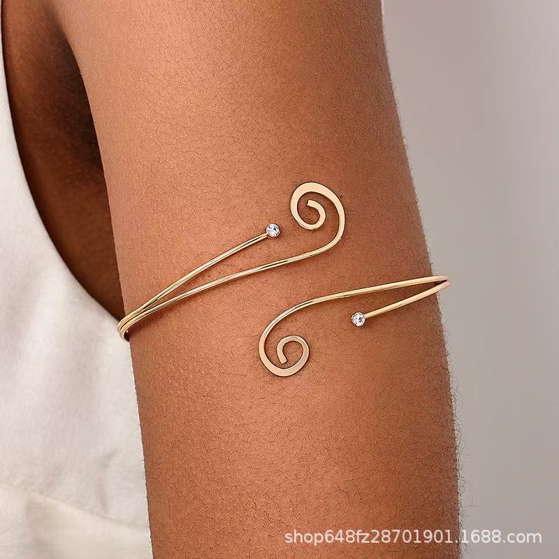 Fashion Exaggerated Creative Sparkling Diamond Irregular Musical Note Pattern Hollow Arm Ring Versatile Upper Arm Bracelet for Women