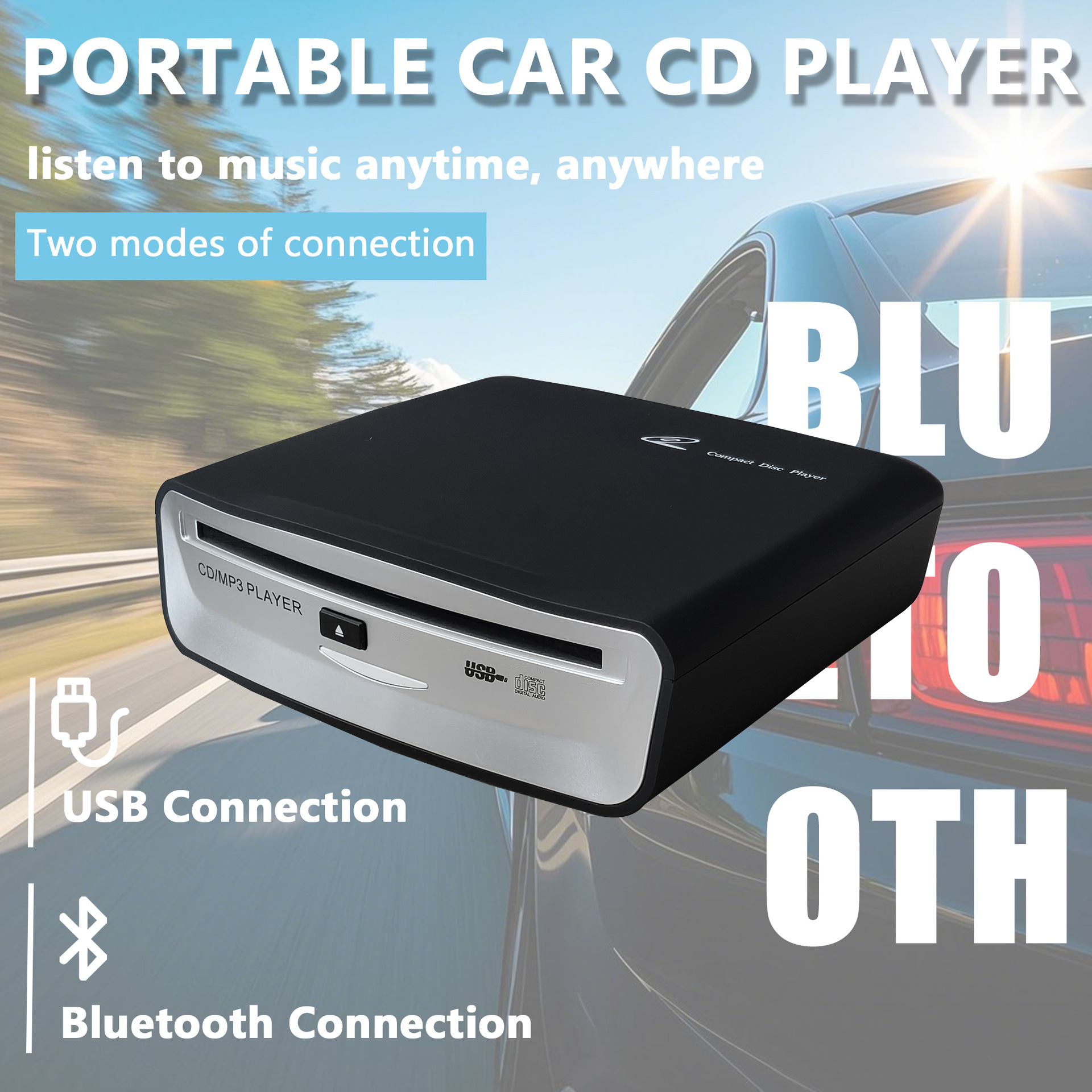 Car CD player with lossless audio quality, external CD player, USB connection, DVD player, external CD optical drive