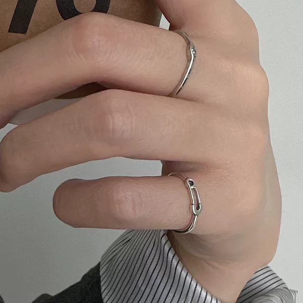 Pin Ring for Women, Pinky Ring, High-End Luxury Niche Design, Vintage Distressed Open-Ended Personality Korean Style