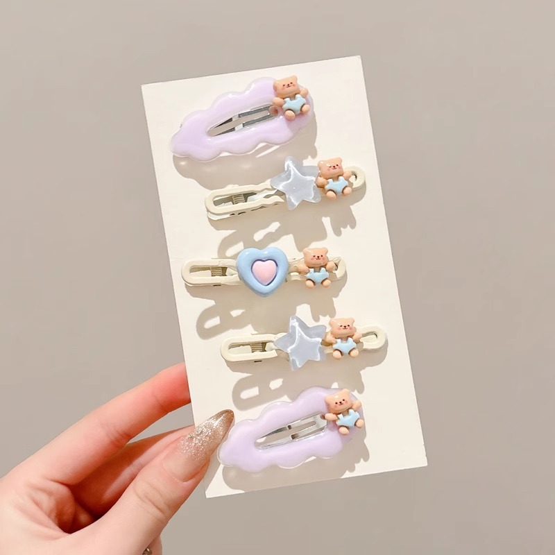 Bonito oso conejito estrella clips para el cabello de niños de alto nivel chica clips para el cabello de boca de pato clips para el cabello