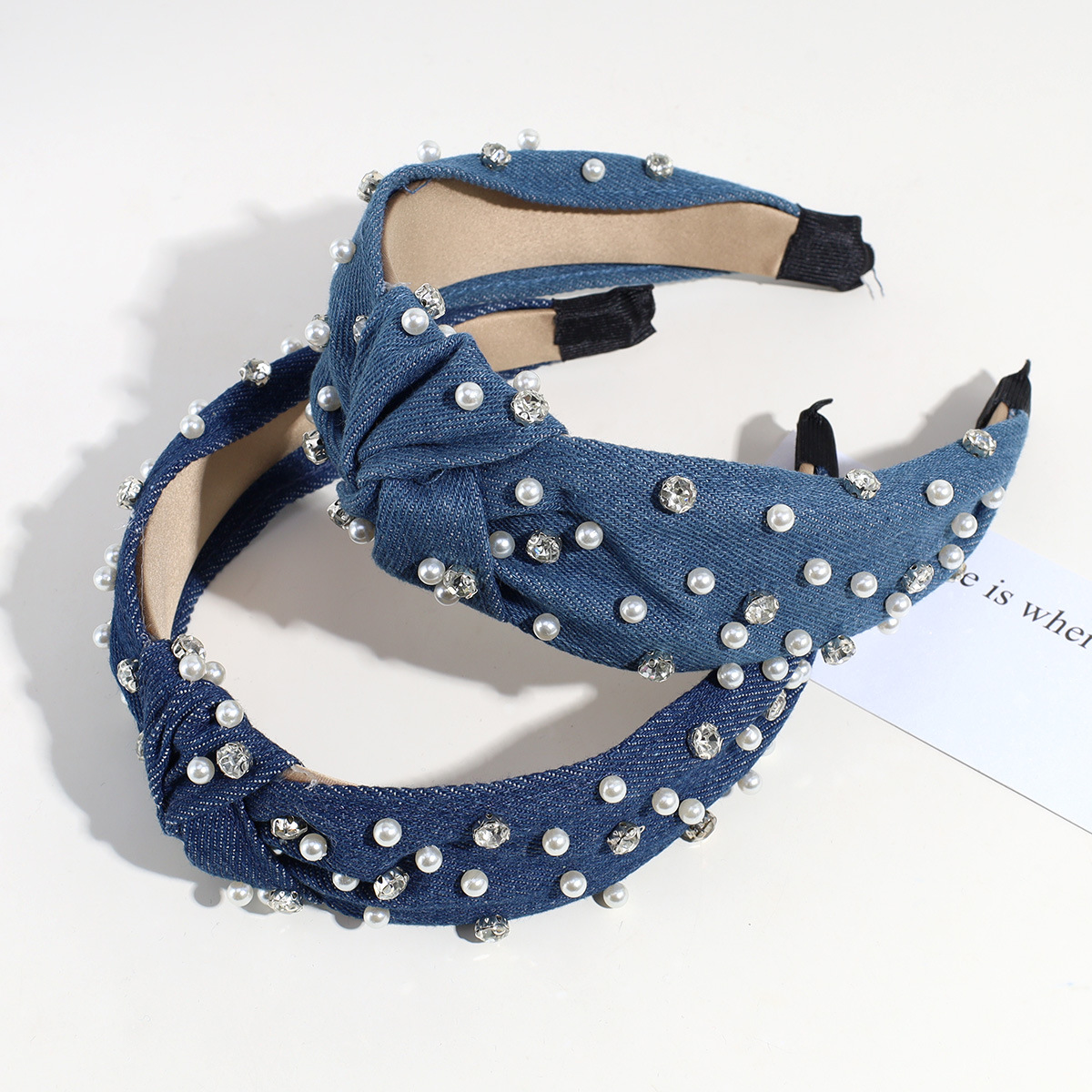 150g Weight Hair Band Hair Accessories Type 1 Piece Quantity Holiday, Daily Occasion Bow Knot Pattern Women's Gender Pearl Design Lady Bow Knot Cloth Pearl Hair Band 4