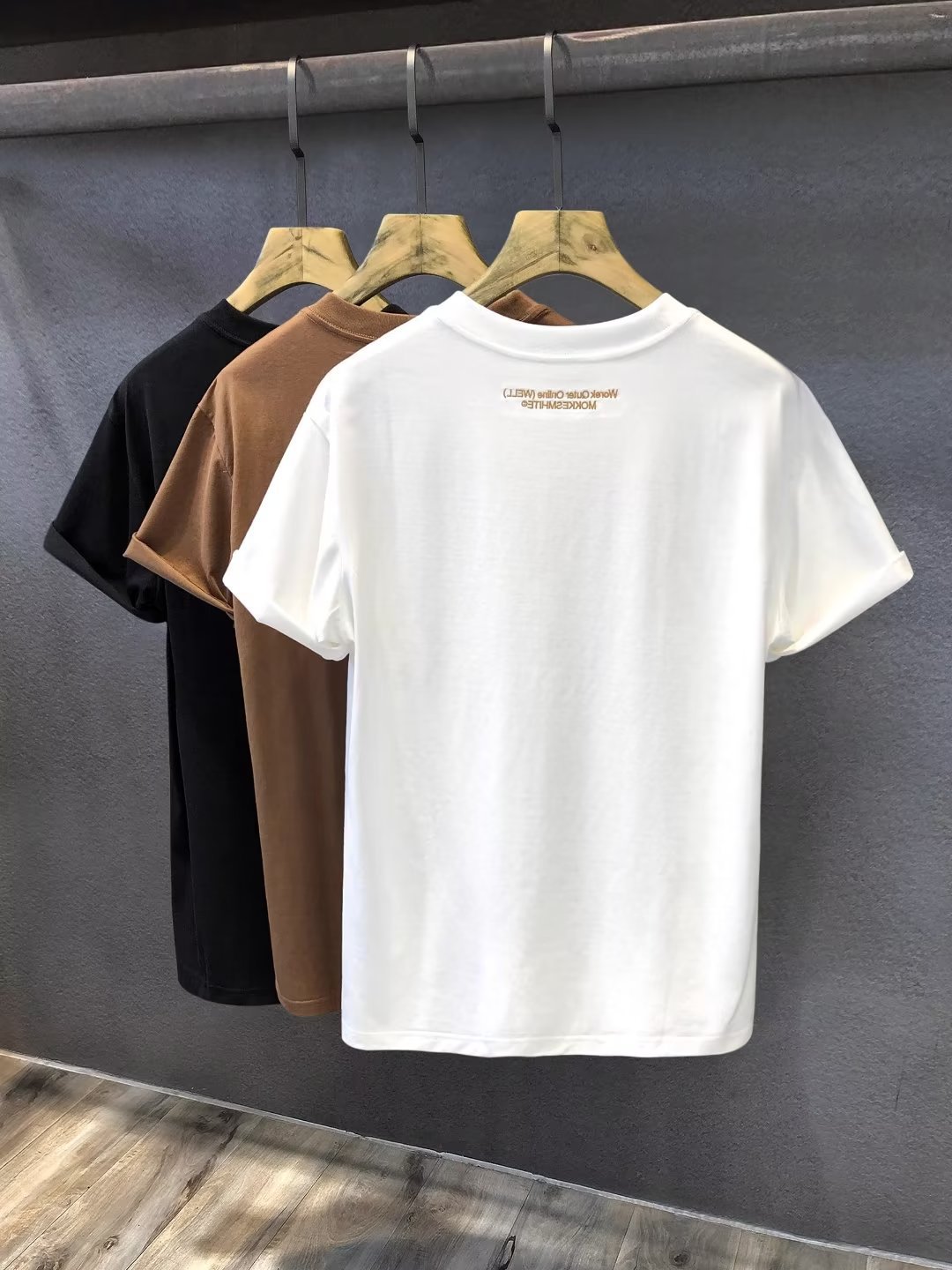 American latte coffee cup embroidery trdy brand round neck white short m's summer half sleeved T-shirt clothes for_voghion.com