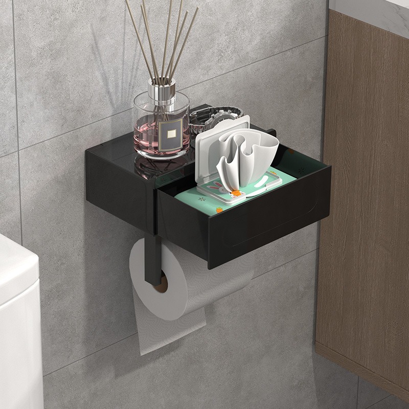 Cajón de almacenamiento del baño sin agujeros caja de toallitas caja de toallitas de baño rack de teléfonos móviles caja de toallitas de drama mágico