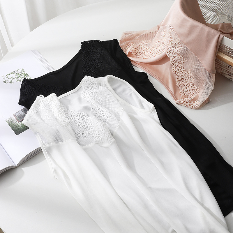 new pattern silk Sling mulberry silk have cash less than that is registered in the accounts Sleeveless Lace vest summer Self cultivation Base coat Large