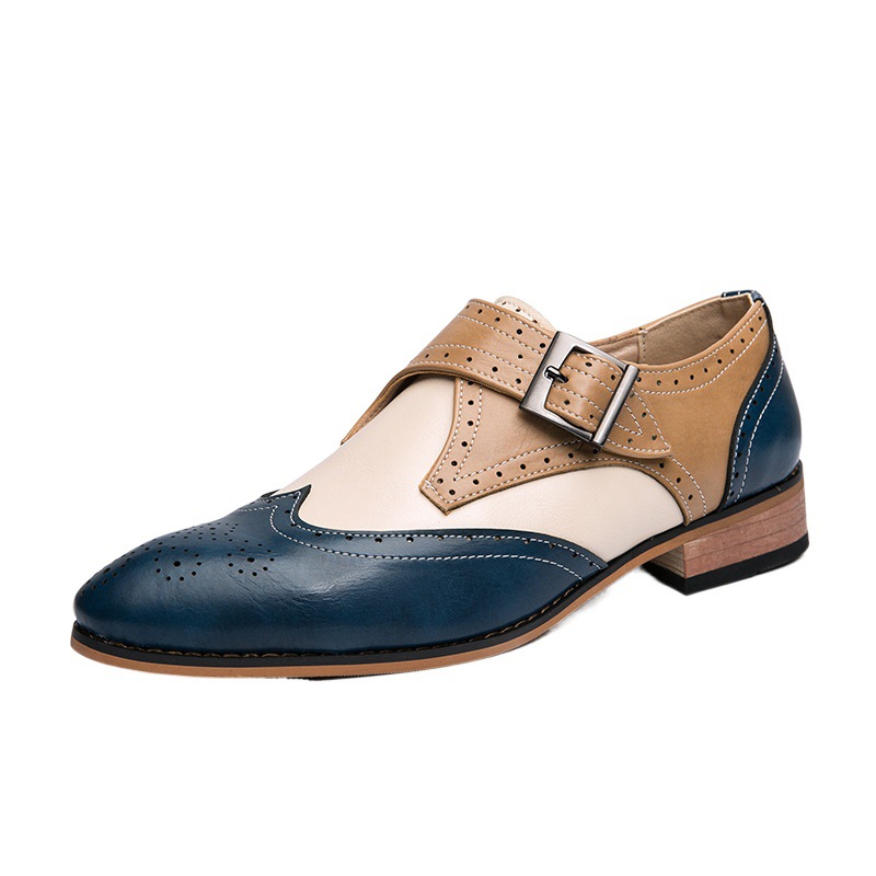 Chaussures Derby classiques pour hommes, chaussures en cuir à blocs de couleurs, chaussures de mariage, nouvelle mode_voghion.com