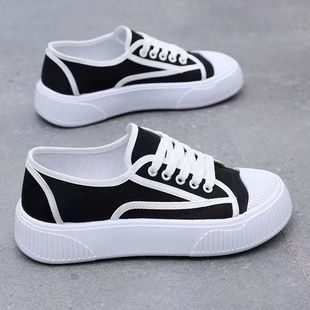 2023 manufacturers wholesale New thick-soled small white shoes spring and summer student canvas shoes a slip-on lazy shoes