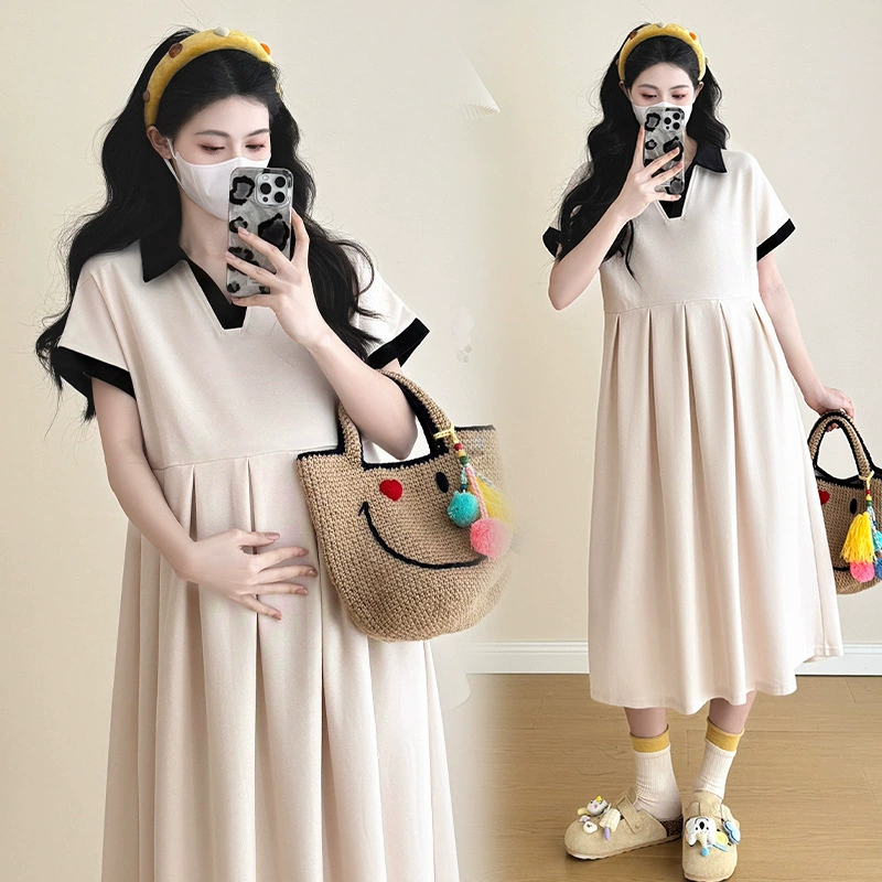 Платье для беременных, юбка для матери, oversize, облегающее, с коротким рукавом, для подростков