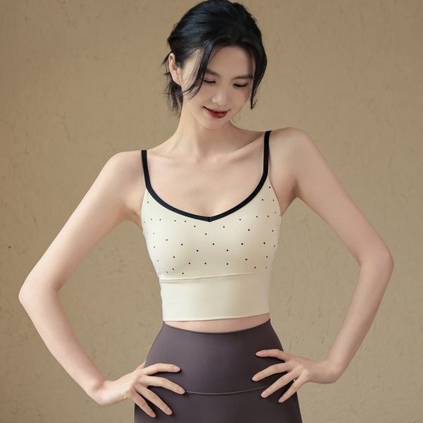 Sports Underwear Women's Shockproof Paramilia Fixed Cup Yoga Clothing Vest Sling Pilates Training Fitness Bra Summer