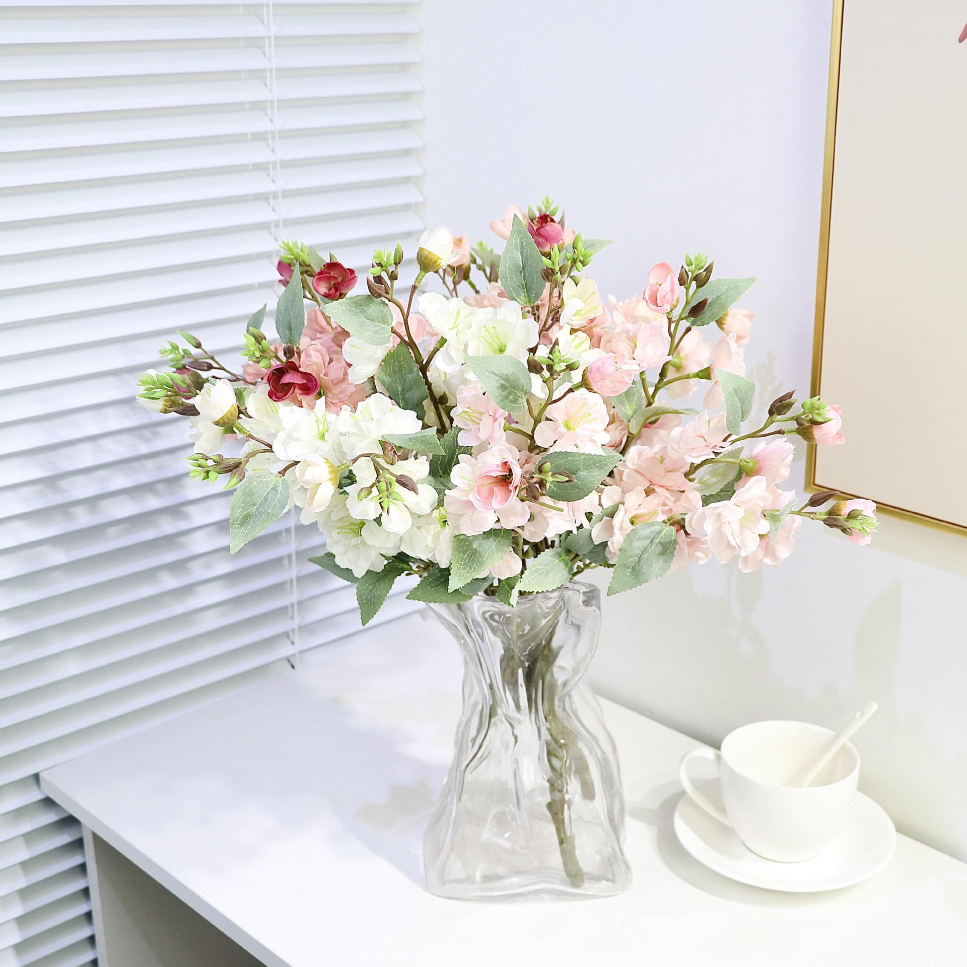 The bunch of camellia artificial flowers living room ornaments flower art multi-head camellia auditorium layout photo props wholesale